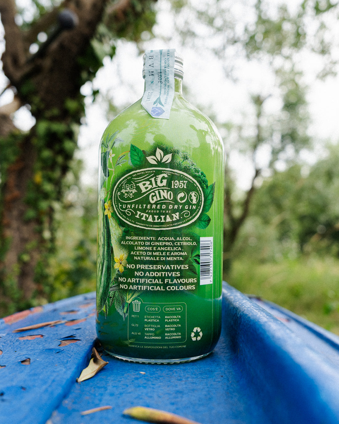 Big Gino Pepino Loco 1L, gin artigianale al cetriolo e limoni pugliesi, in ambientazione lifestyle