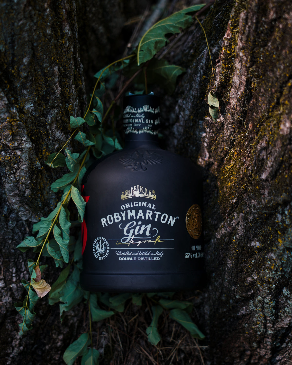 Roby Marton Gin Original Special Edition Integrale 55, gin artigianale veneto, bottiglia in primo piano