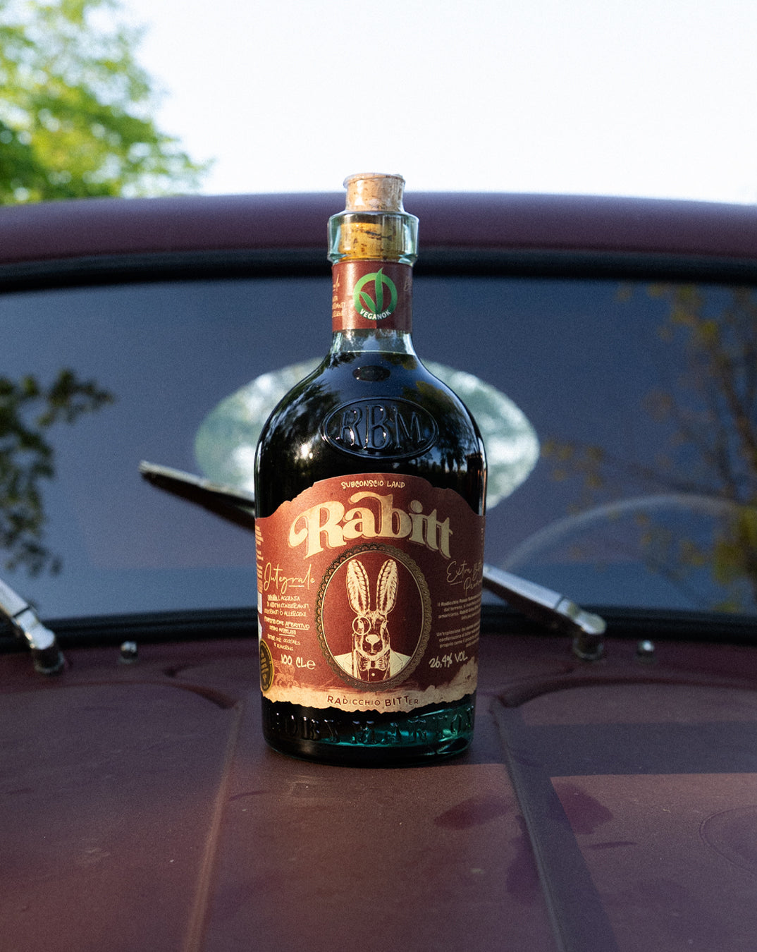 Rabitt Extra Bitter, amaro artigianale al Radicchio di Treviso IGP, bottiglia in primo piano