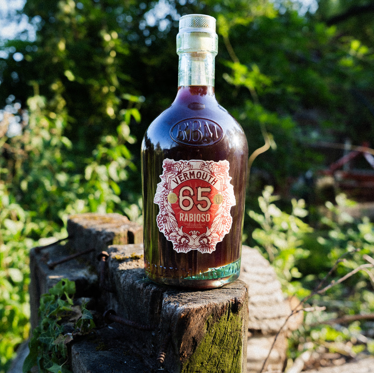 Vermuth 65 Rabioso, vermouth rosso artigianale italiano, bottiglia in primo piano